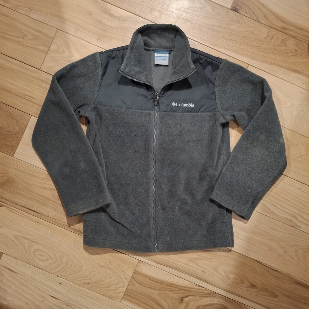 COLUMBIA Fleece Gray Jacket Youth Medium Interchange Coat Lightweight Layer Cozy